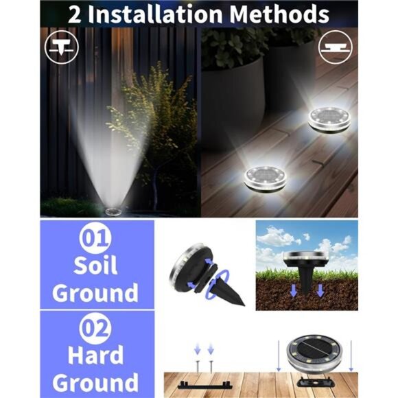 Solar Ground Lights Outdoor 12 Pack Waterproof Pathway Garden Lawn Landscape - Picture 6 of 7